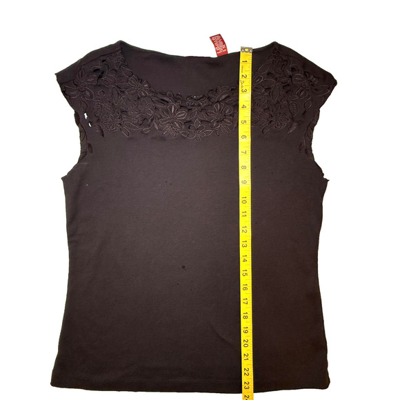 Vintage Valerie Stevens Y2K Top Womens MED Brown Floral Embroidered Cottagecore - Picture 7 of 7